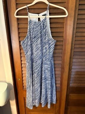 Ann Taylor Navy & White Striped Halter Midi Dress